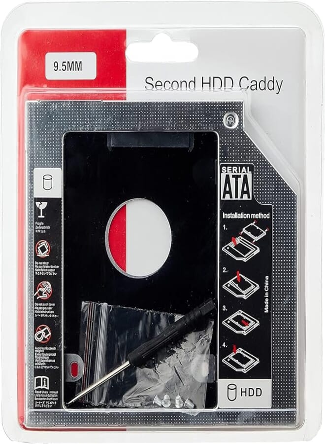 9.5mm SATA Hard Drive Holder for DVD Drive Replacement, Compatible with Laptops